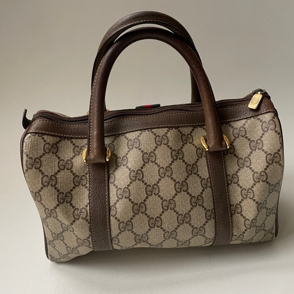 Authentic Vintage Gucci Boston Brown GG Coated Canvas Satchel - Picture 7 of 14